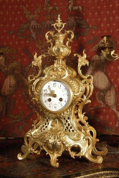 fig 2. Rococo Antique French Clock Set - Large and Superb by Fritz Marti.